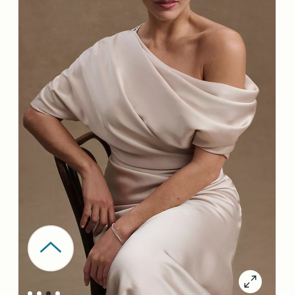 Anthropologie Amsale Pryce Off-Shoulder Satin Column Gown